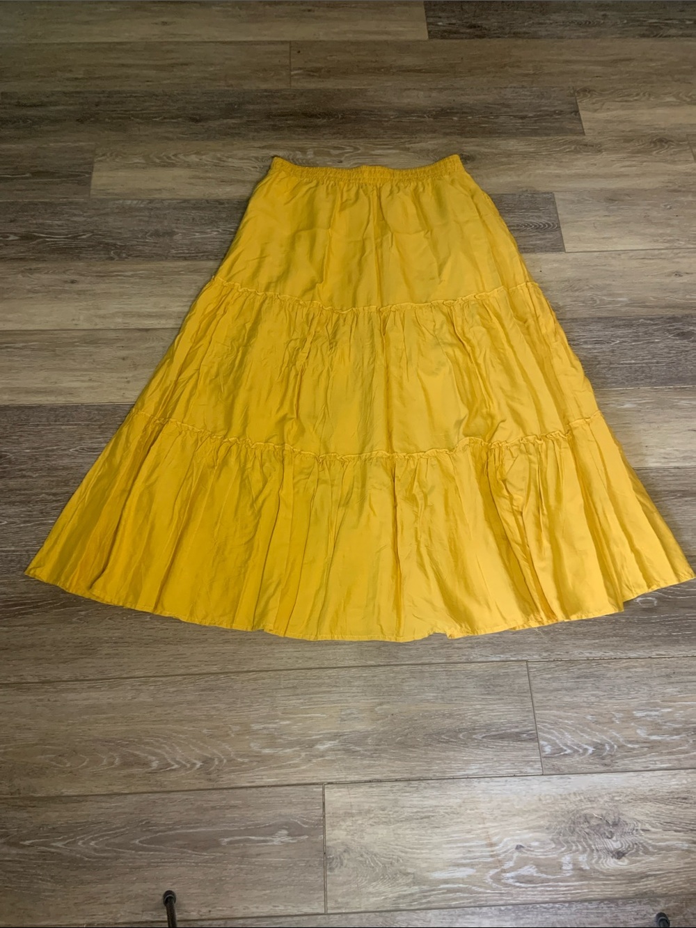 yellow 100% cotton tiered maxi boho cottage core skirt